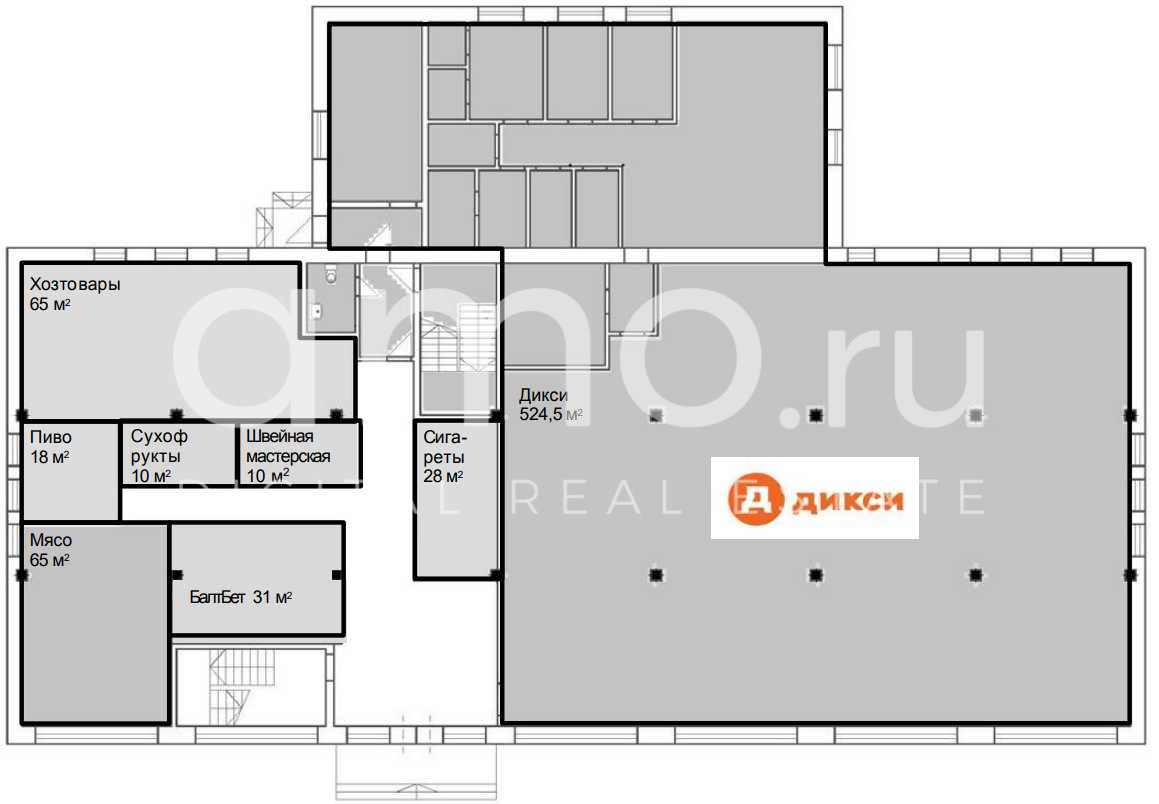 Планировка офиса 2328.9 м², 1 этаж, ТЦ «Калач»